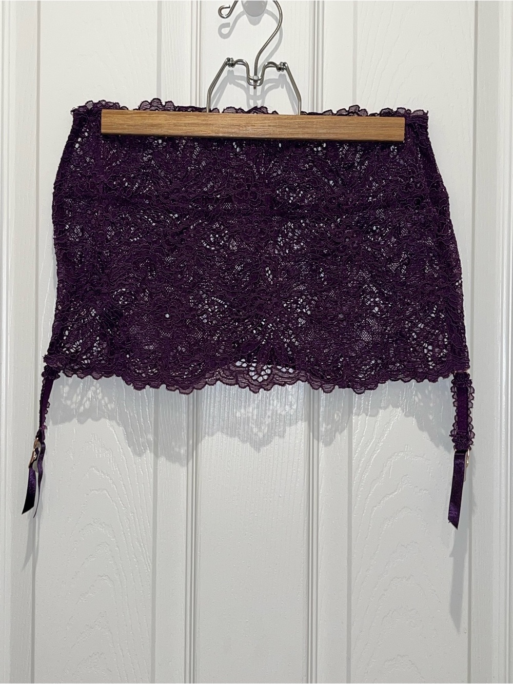 Savage X Fenty Deep Plum Lace Garter Skirt